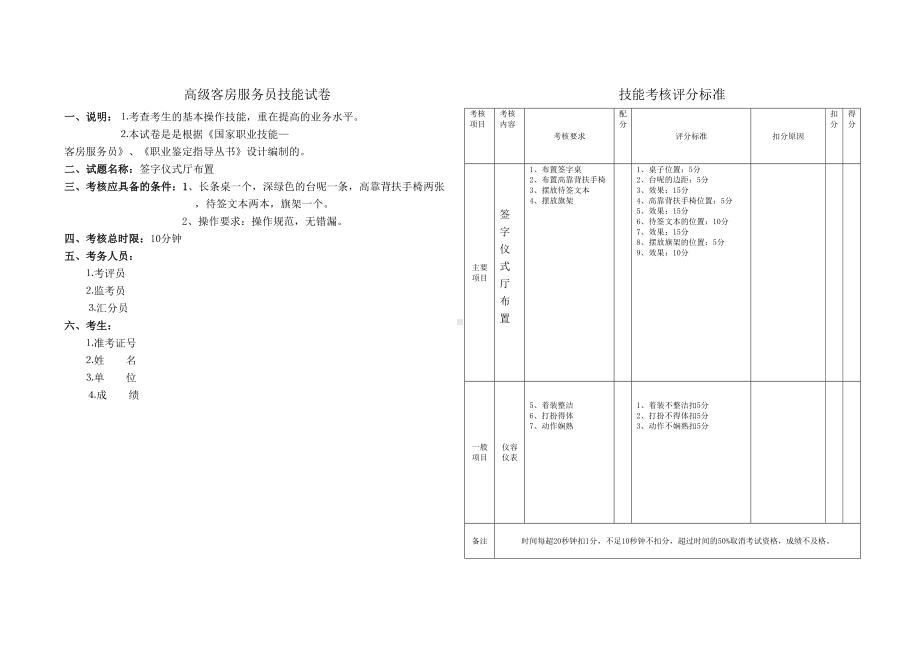 高级客房服务员技能试卷(DOC 10页).doc_第2页