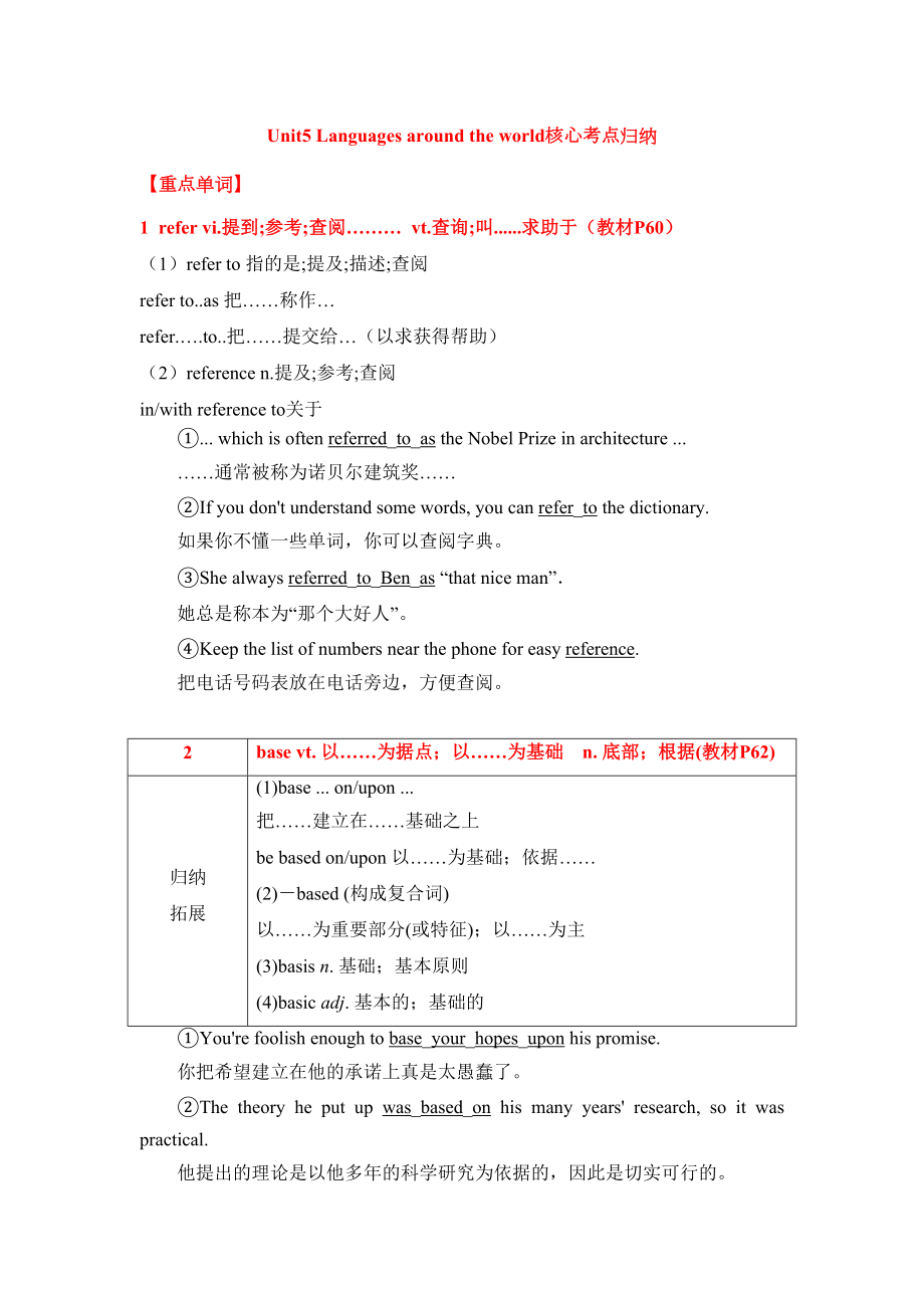 新版人教必修一Unit5-Languages-around-the-world核心考点归纳(DOC 13页).doc_第1页