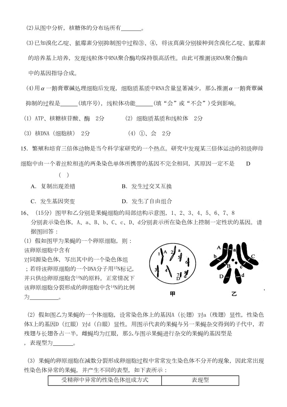 高考生物必修二试题精选(DOC 5页).doc_第3页