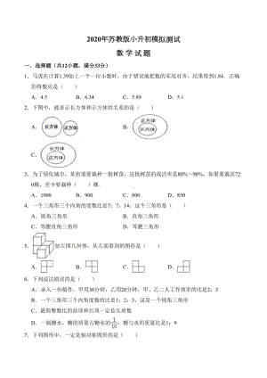 苏教版数学小升初测试卷附答案(DOC 18页).doc