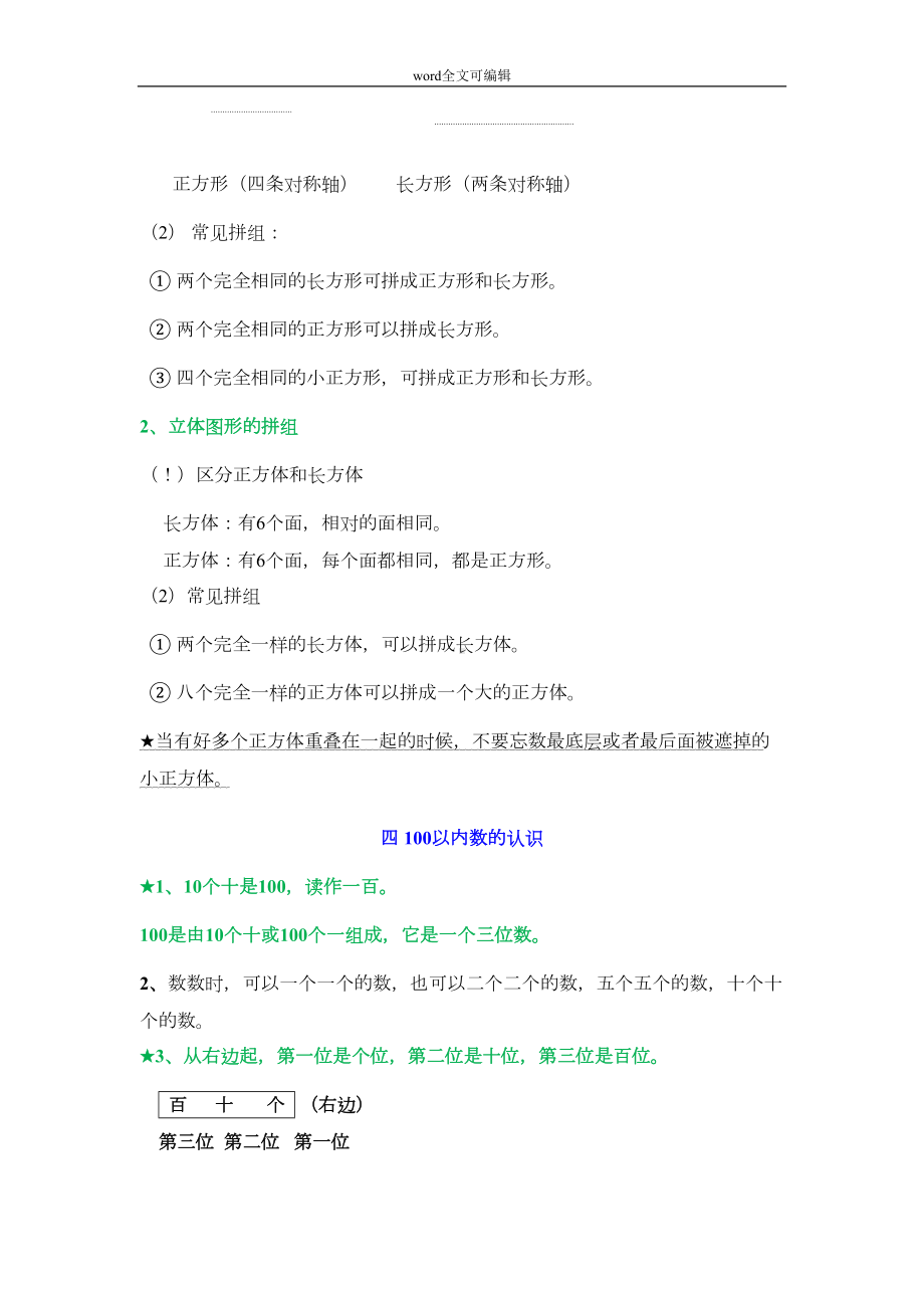 部编一年级下册数学重难点知识归纳复习各单元总结(DOC 5页).doc_第2页