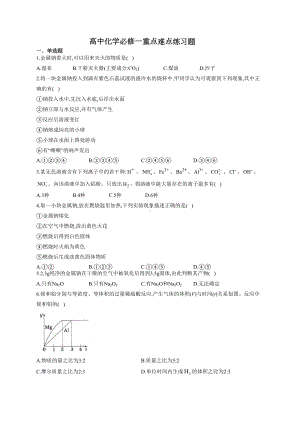 高中化学必修一重点难点练习题(附答案)(DOC 9页).docx