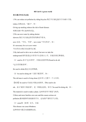 译林版牛津英语8B-unit-8单元知识点总结及测试卷(DOC 20页).doc