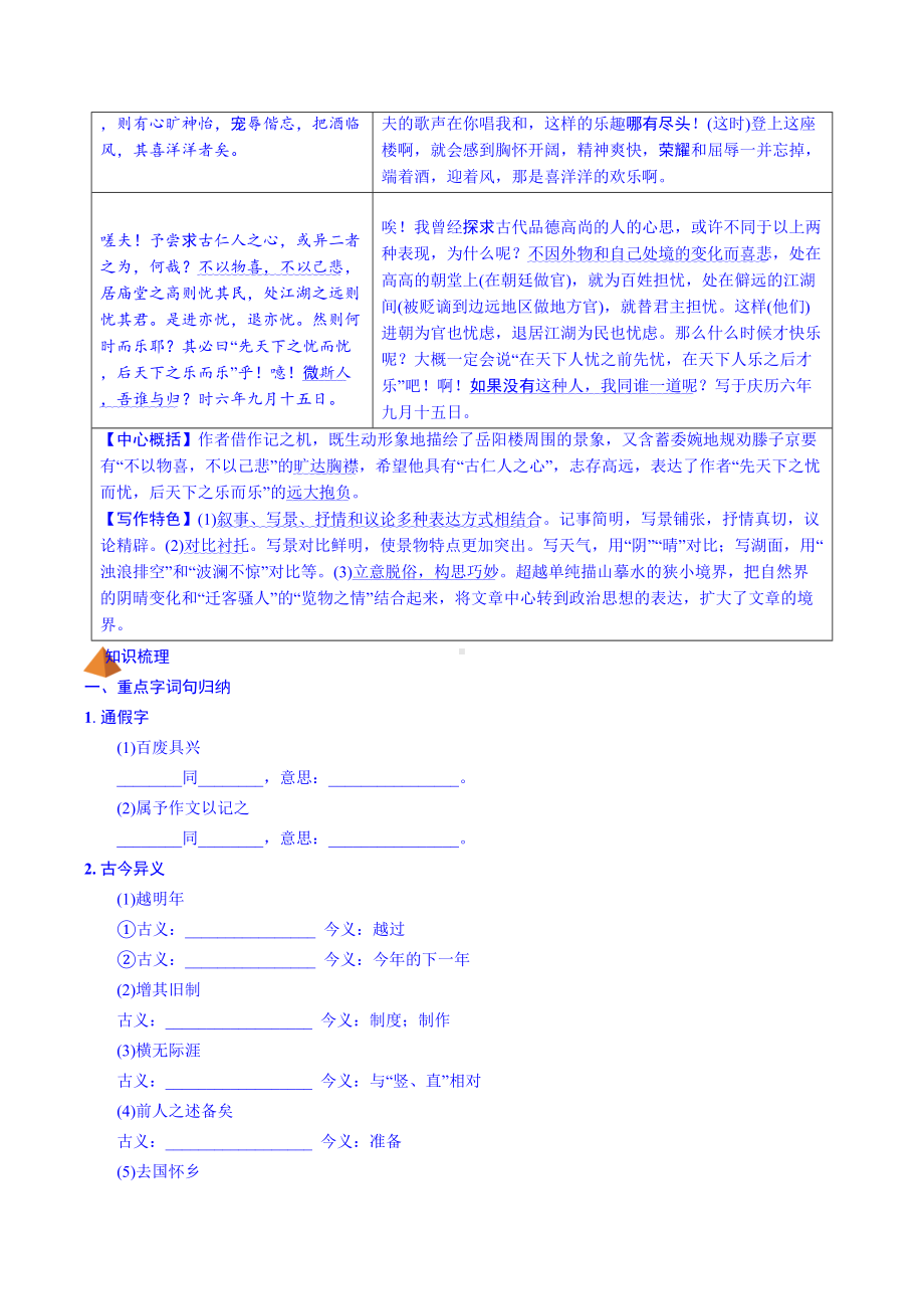 部编语文九年级(上)文言文知识点考点梳理训练附解析(DOC 23页).doc_第2页