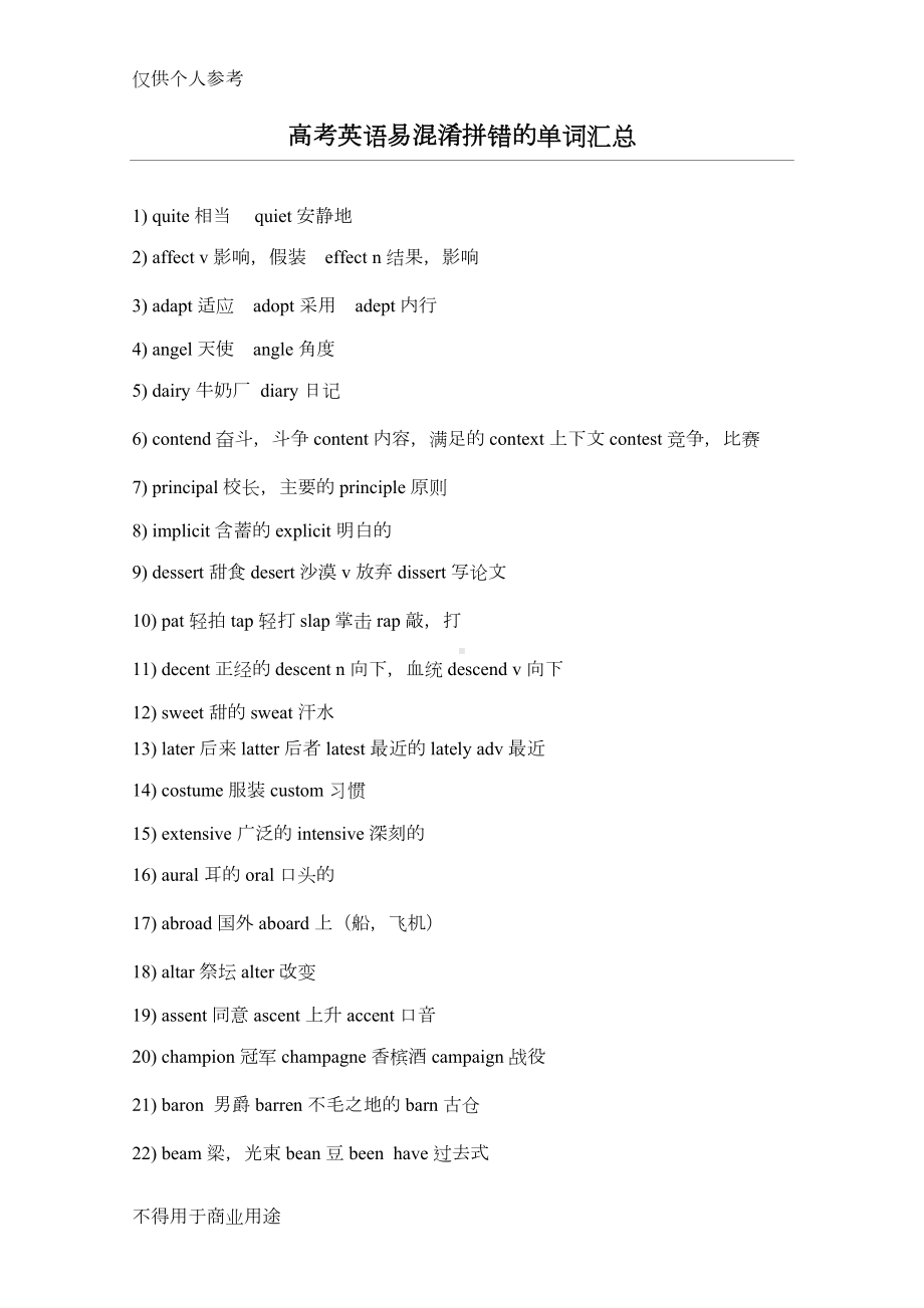 高考英语易混淆拼错的单词汇总(DOC 7页).doc_第1页