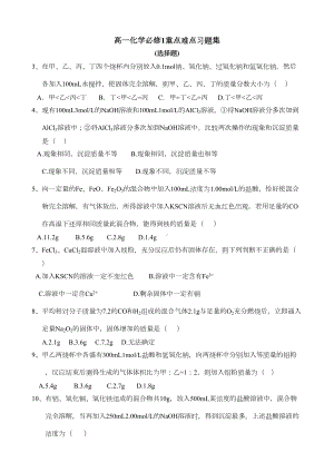 高中化学必修一重点难点习题集-(DOC 21页).doc