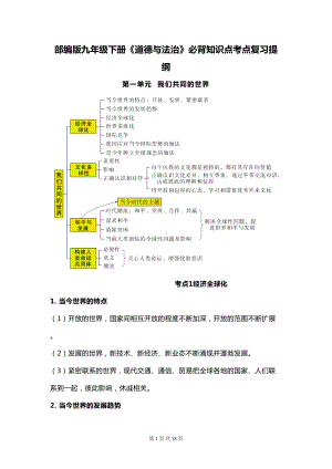 部编版九年级下册《道德与法治》必背知识点考点复习提纲(DOC 18页).doc