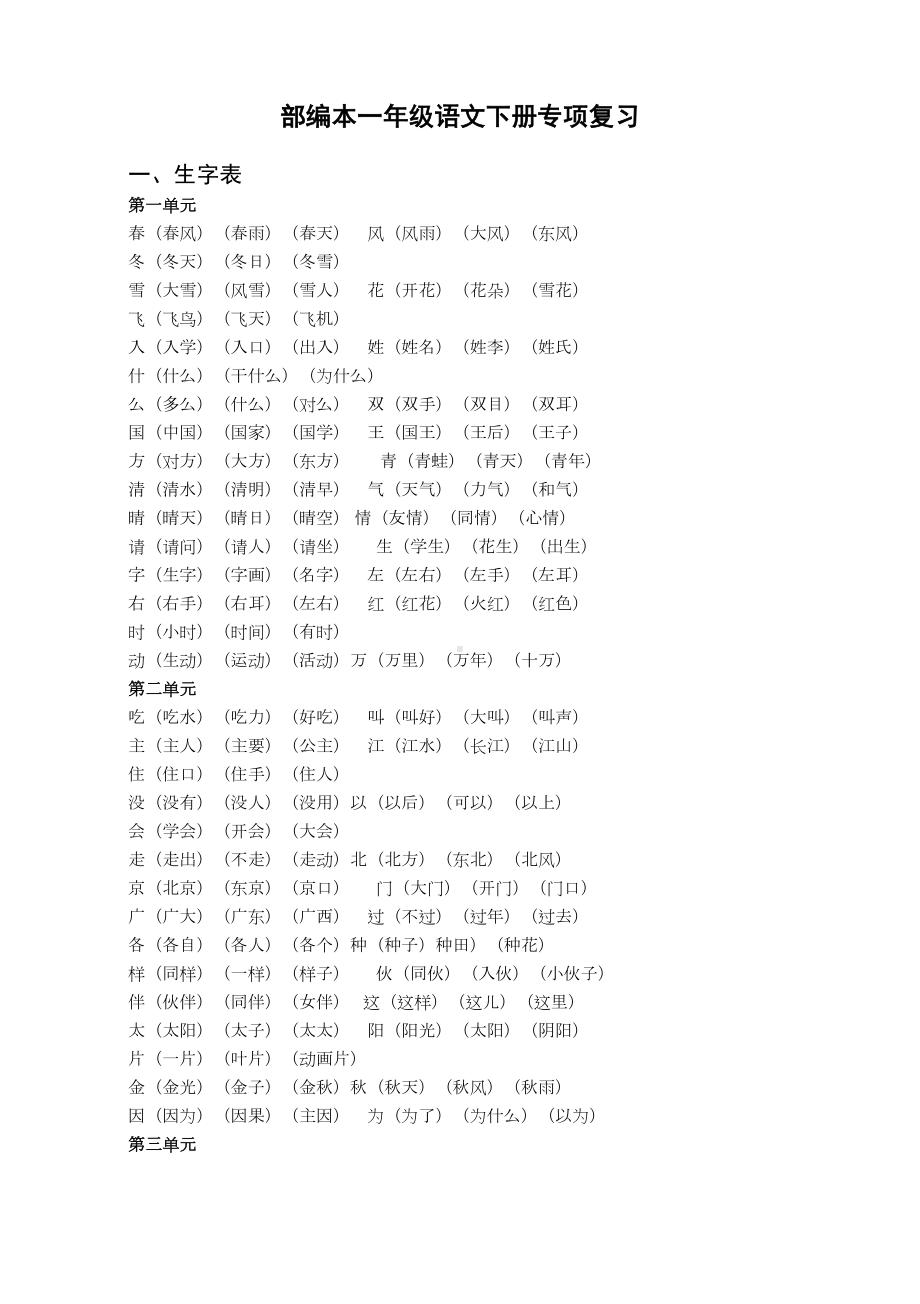 部编一年级下册语文总复习资料(DOC 17页).docx_第1页