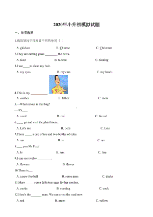 河北省2020年小升初英语模拟试题(含答案)(DOC 7页).doc