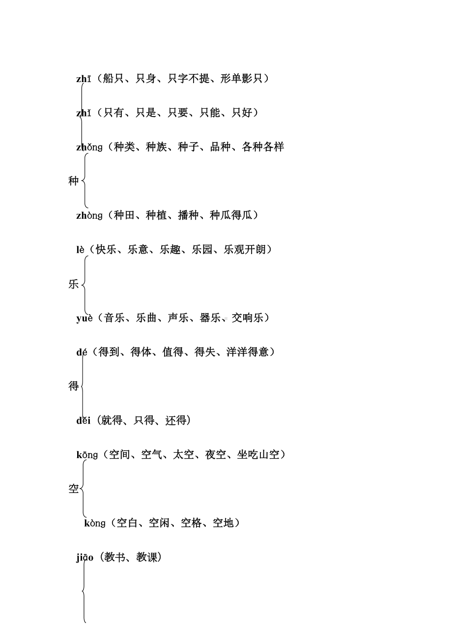 部编新人教版二年级上册语文多音字(汇总精品)(DOC 7页).doc_第2页