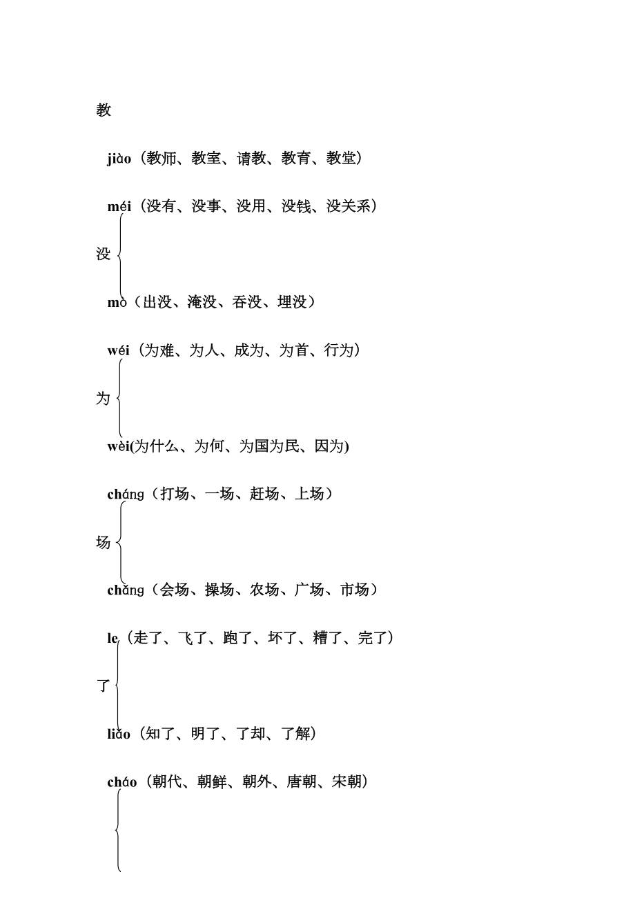 部编新人教版二年级上册语文多音字(汇总精品)(DOC 7页).doc_第3页