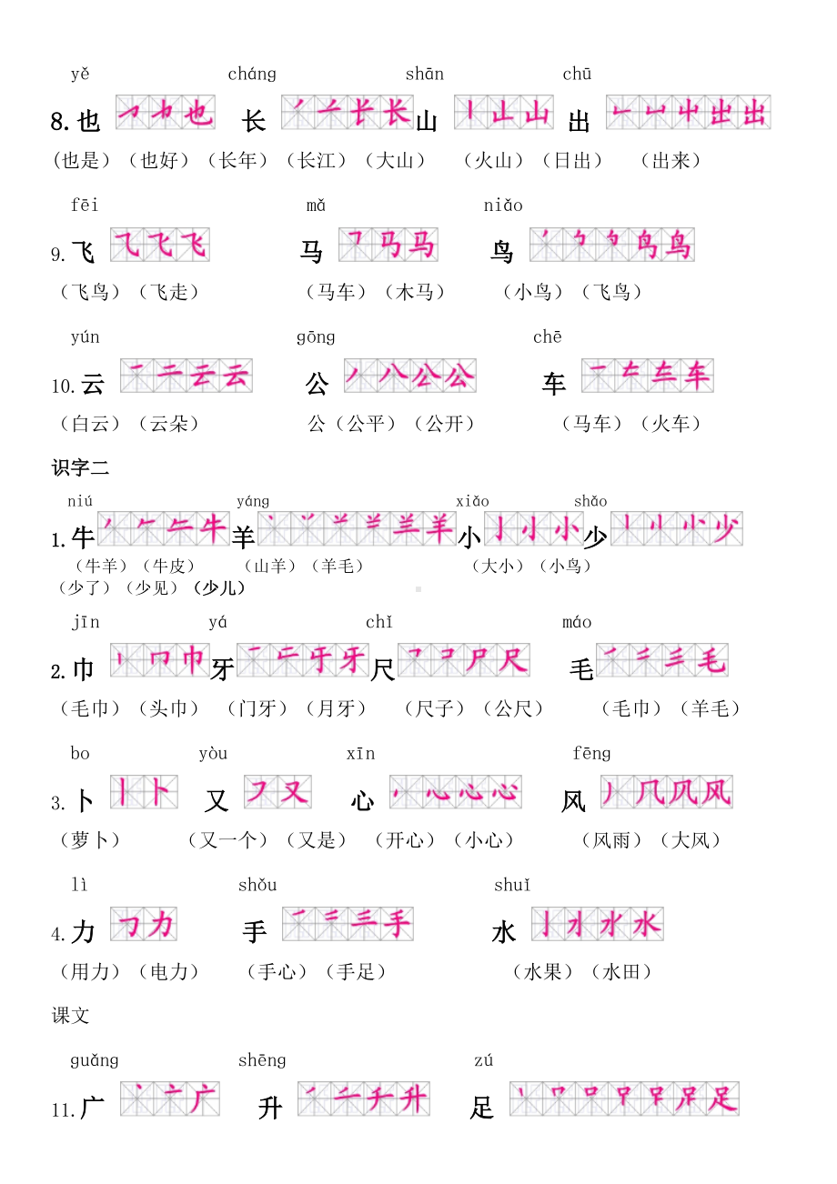 部编版一年级语文上册生字书写笔画笔顺汇总(DOC 5页).docx_第3页