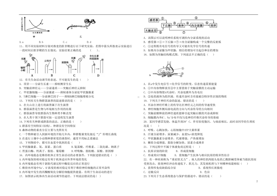 高中高二生物上学期期末考试试题(DOC 5页).doc_第2页