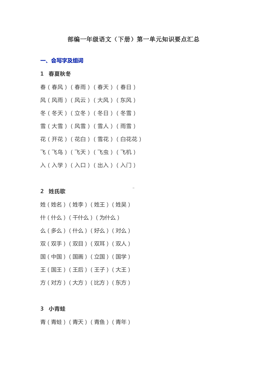 部编版语文一年级下册第一单元知识点汇总(DOC 6页).docx_第1页