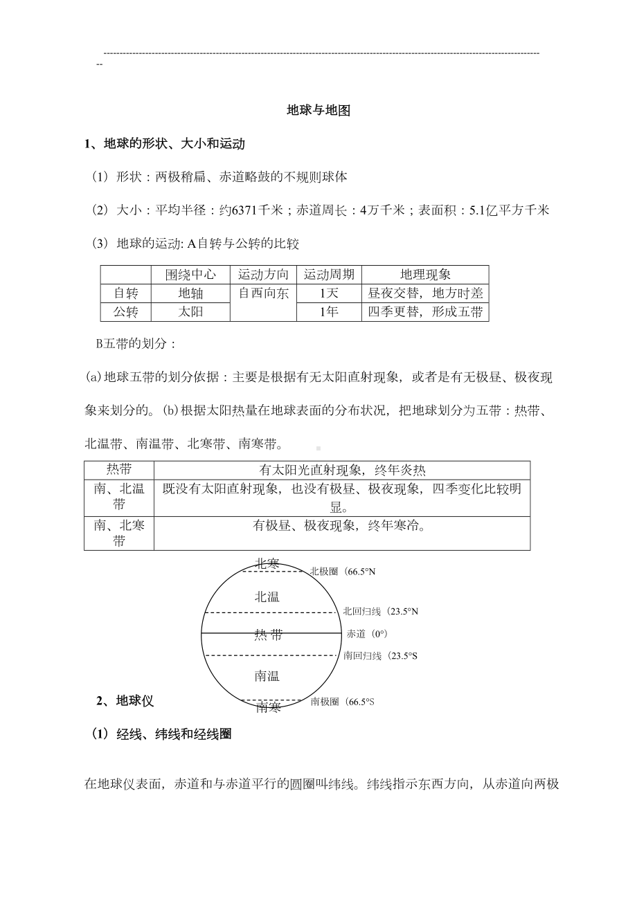 最新人教版七年级地理上册知识点大全(DOC 5页).doc_第1页