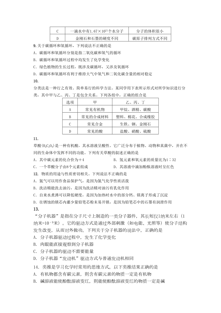 山东省沂水县中考化学模拟考试试题(DOC 10页).doc_第2页