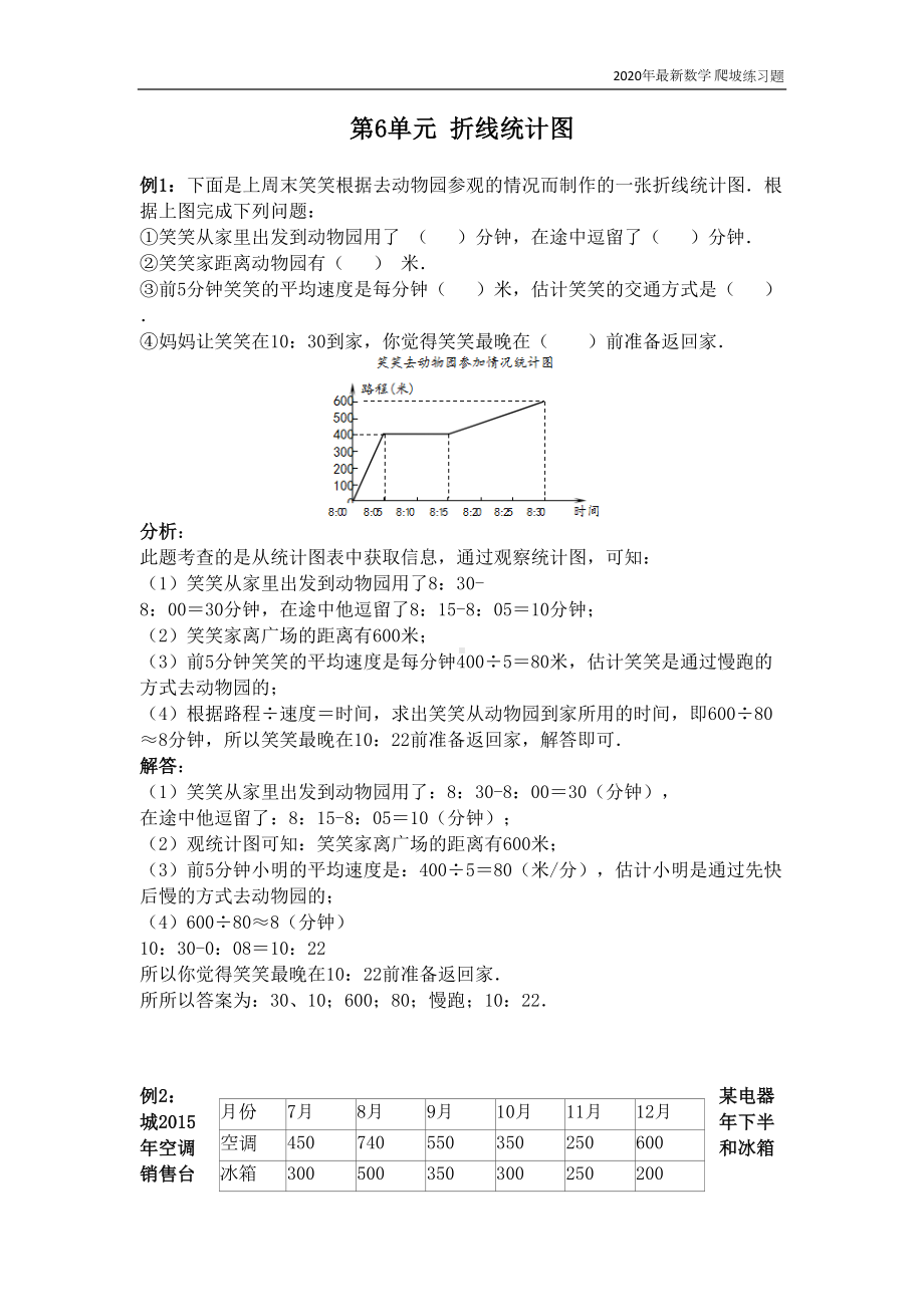 西师大版数学五年级下册《第6单元-折线统计图》练习题含答案(DOC 5页).docx_第1页