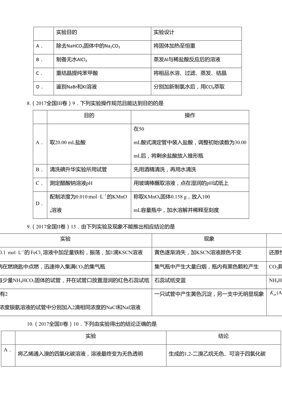 高考化学实验真题汇编(选择题)(DOC 9页).doc_第3页