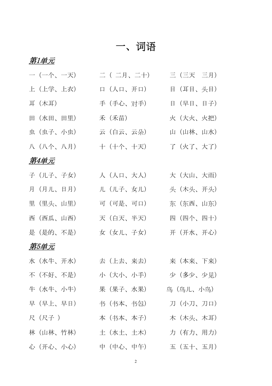 部编一年级上册期末复习资料(DOC 12页).doc_第2页