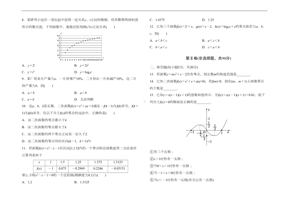 高中数学人教版必修1-第三章-函数的应用-单元测试卷(B(DOC 8页).doc_第2页