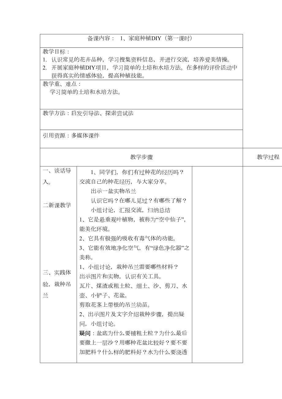 苏教版劳动与技术六年级下册全册教案(DOC 26页).doc_第1页