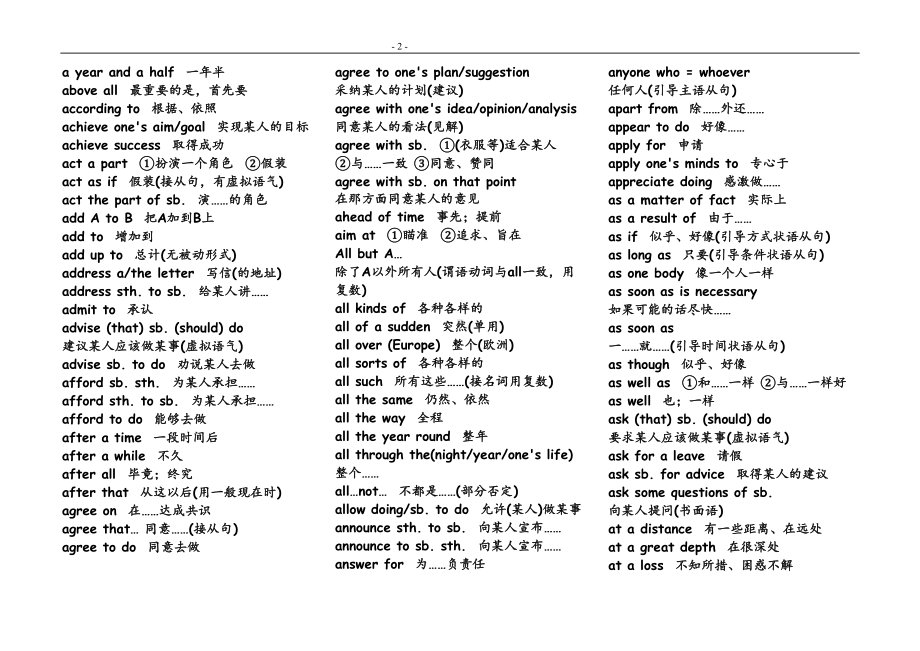 高考英语常用短语(2020届复习资料)(DOC 26页).doc_第2页