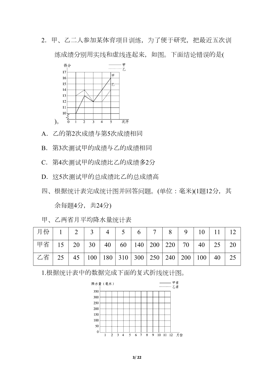 青岛版五年级数学下册第六单元测试卷(DOC 22页).docx_第3页