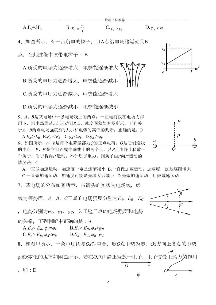 高中电场练习题及答案精编版(DOC 28页).doc_第2页