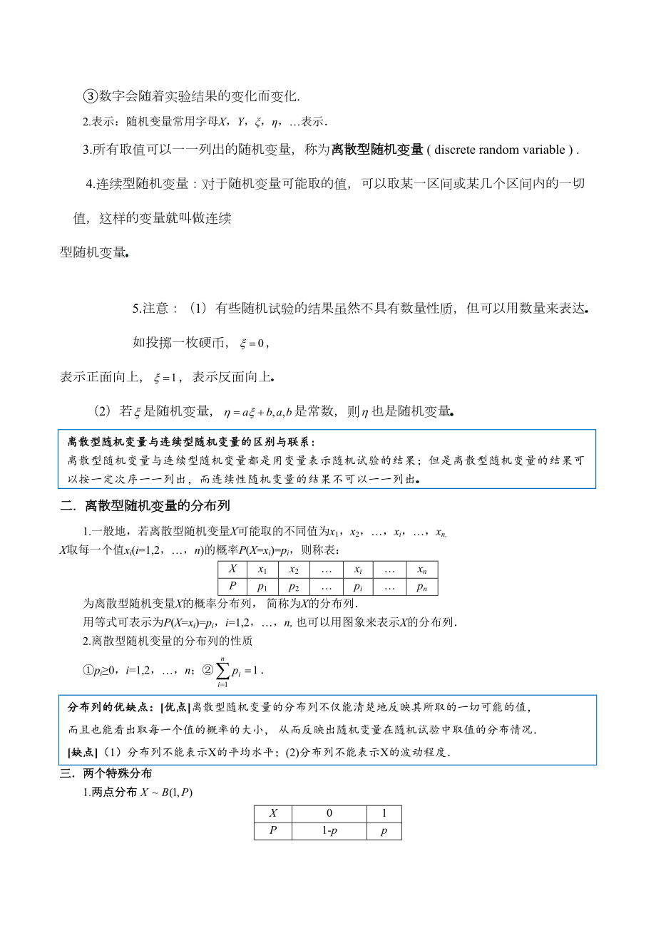 高中数学离散型随机变量及其分布列全章复习(题型完美版)(DOC 28页).doc_第2页