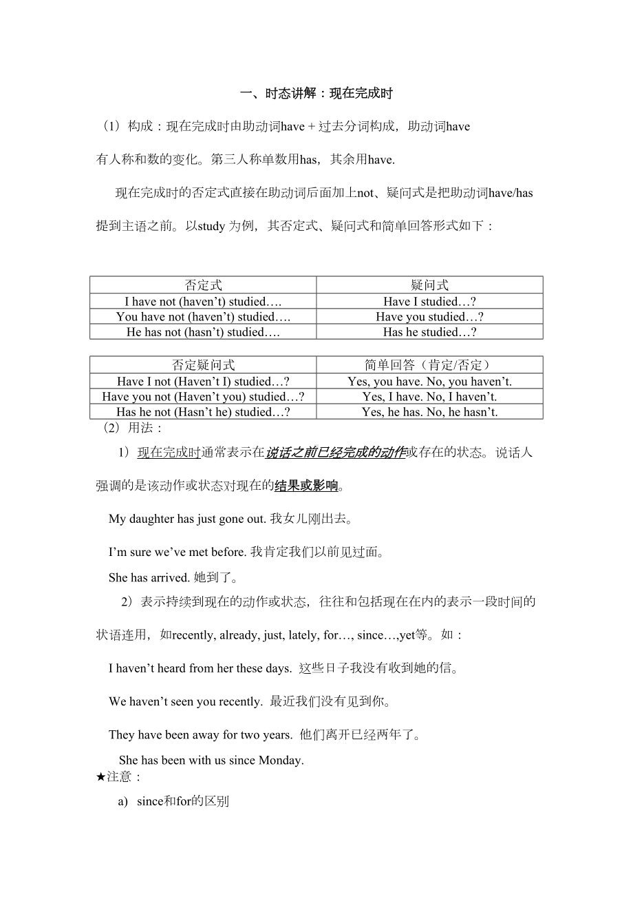 现在完成时练习题及答案(DOC 14页).doc_第1页