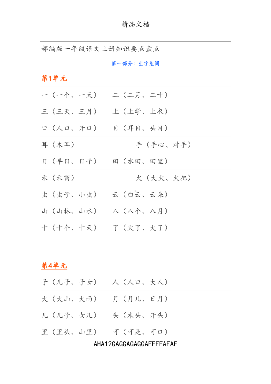 部编版一年级语文上册知识要点归纳汇总(DOC 20页).doc_第1页