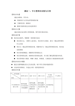 《项目管理（第二版）》课业一 中小型项目识别与选取.doc