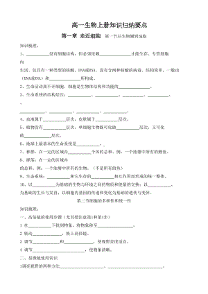 高中生物必修一知识点归纳填空练习(DOC 19页).doc