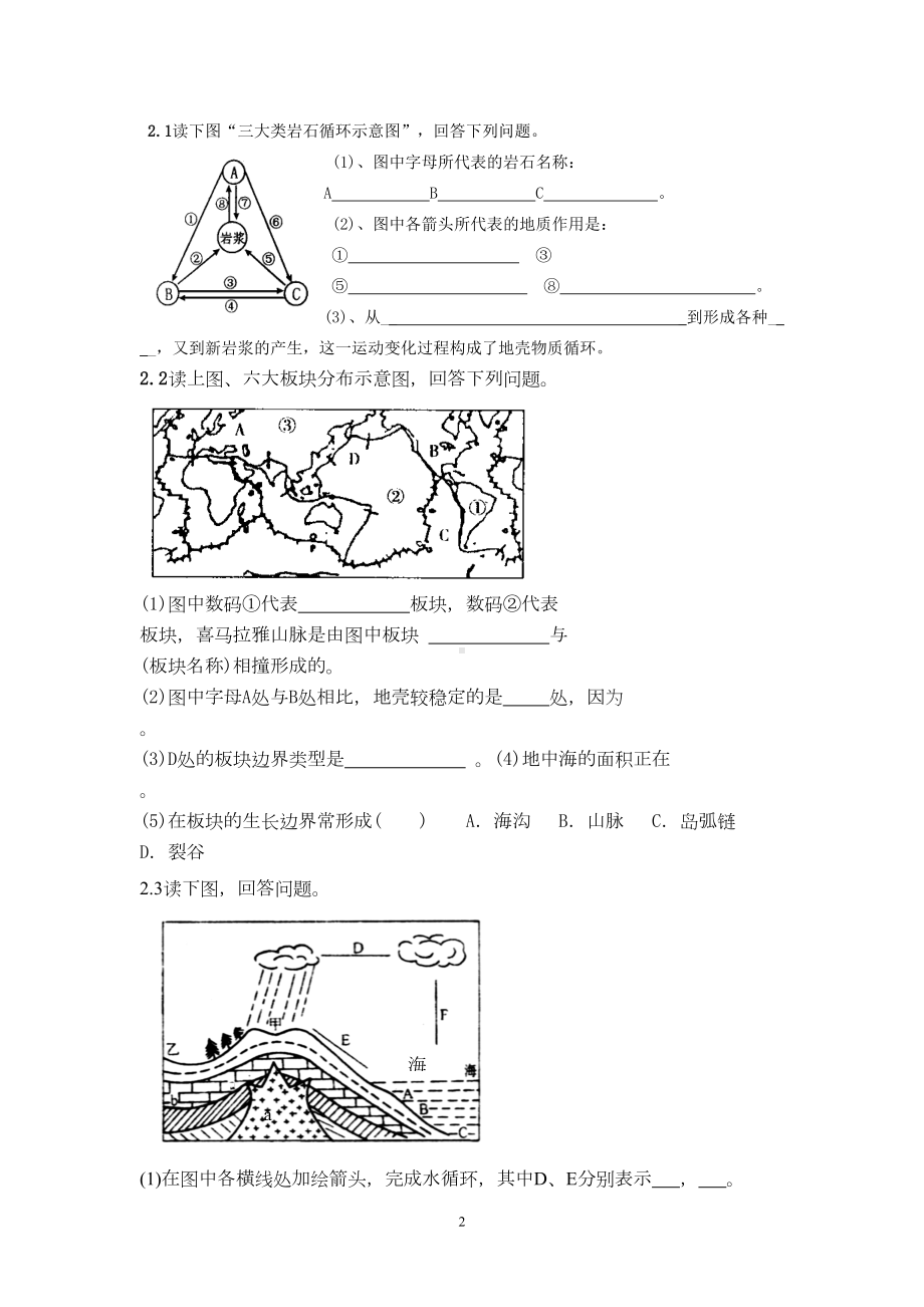 湘教版必修一高一地理期中重点总复习(学考范围)填图试题及答案(DOC 17页).doc_第2页