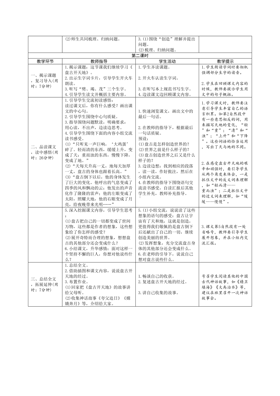 部编版四年级语文上册（第四单元全单元课文）教案完整版(DOC 9页).doc_第2页