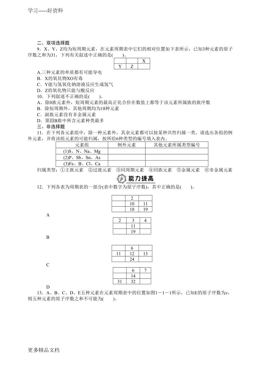 高中化学必修2全册同步练习及答案汇编(DOC 93页).doc_第2页