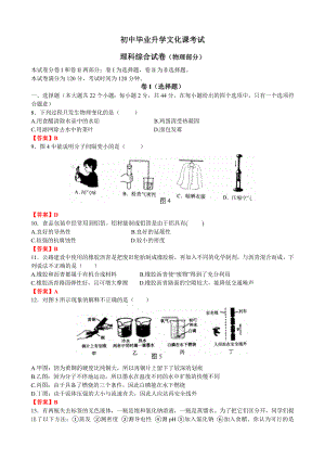 初中毕业升学文化课考试理科综合试卷（物理部分）参考模板范本.doc