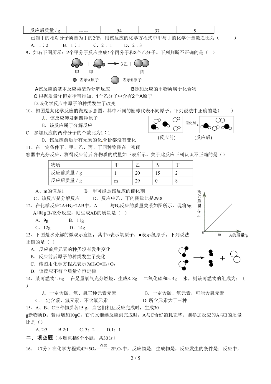 第单元《化学方程式》测试题及答案(DOC 5页).doc_第2页