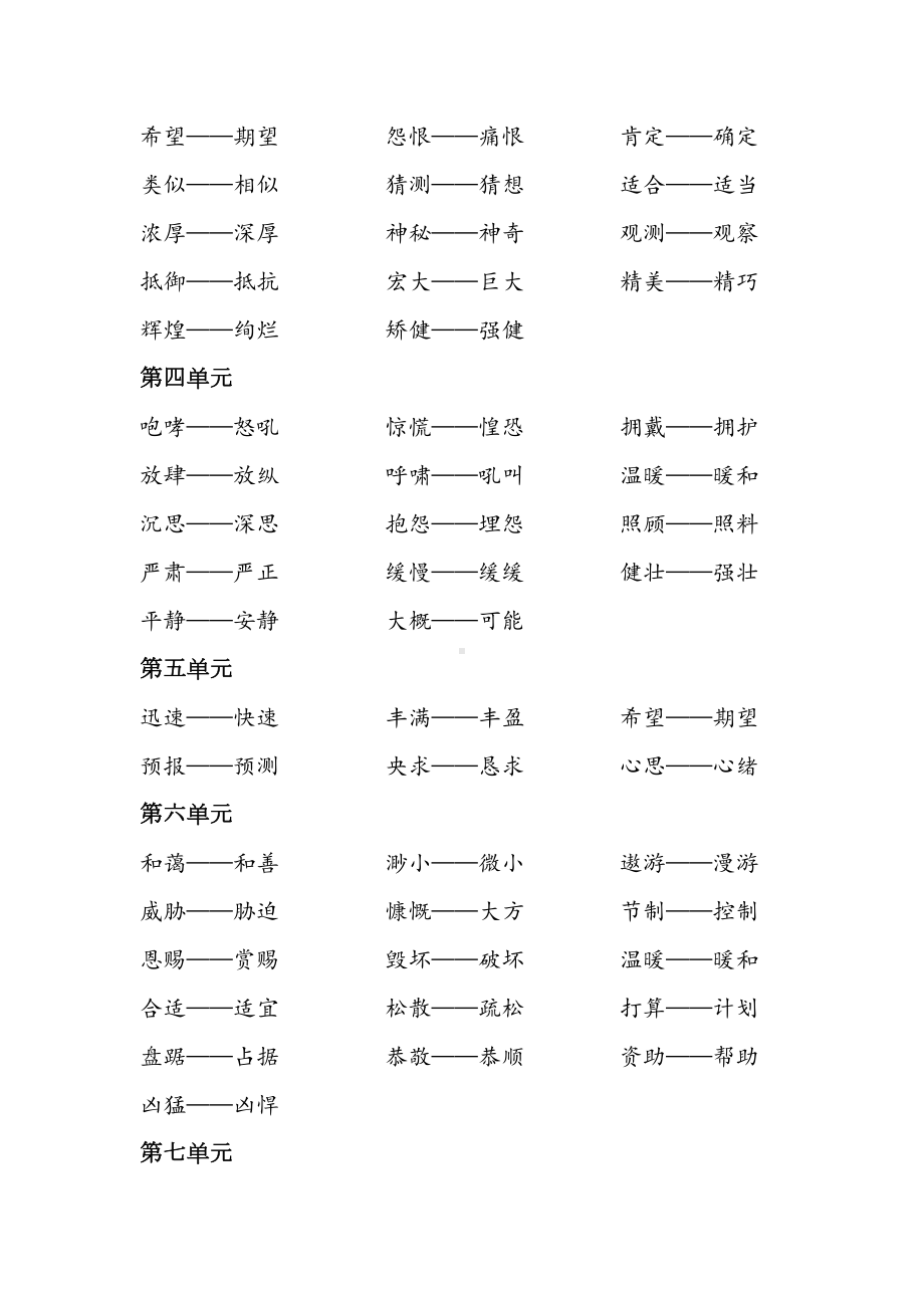 部编版语文六年级上册“近义词与反义词”汇总(DOC 5页).doc_第2页