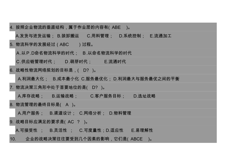 物流管理考试复习题(附答案)汇总(DOC 15页).doc_第2页