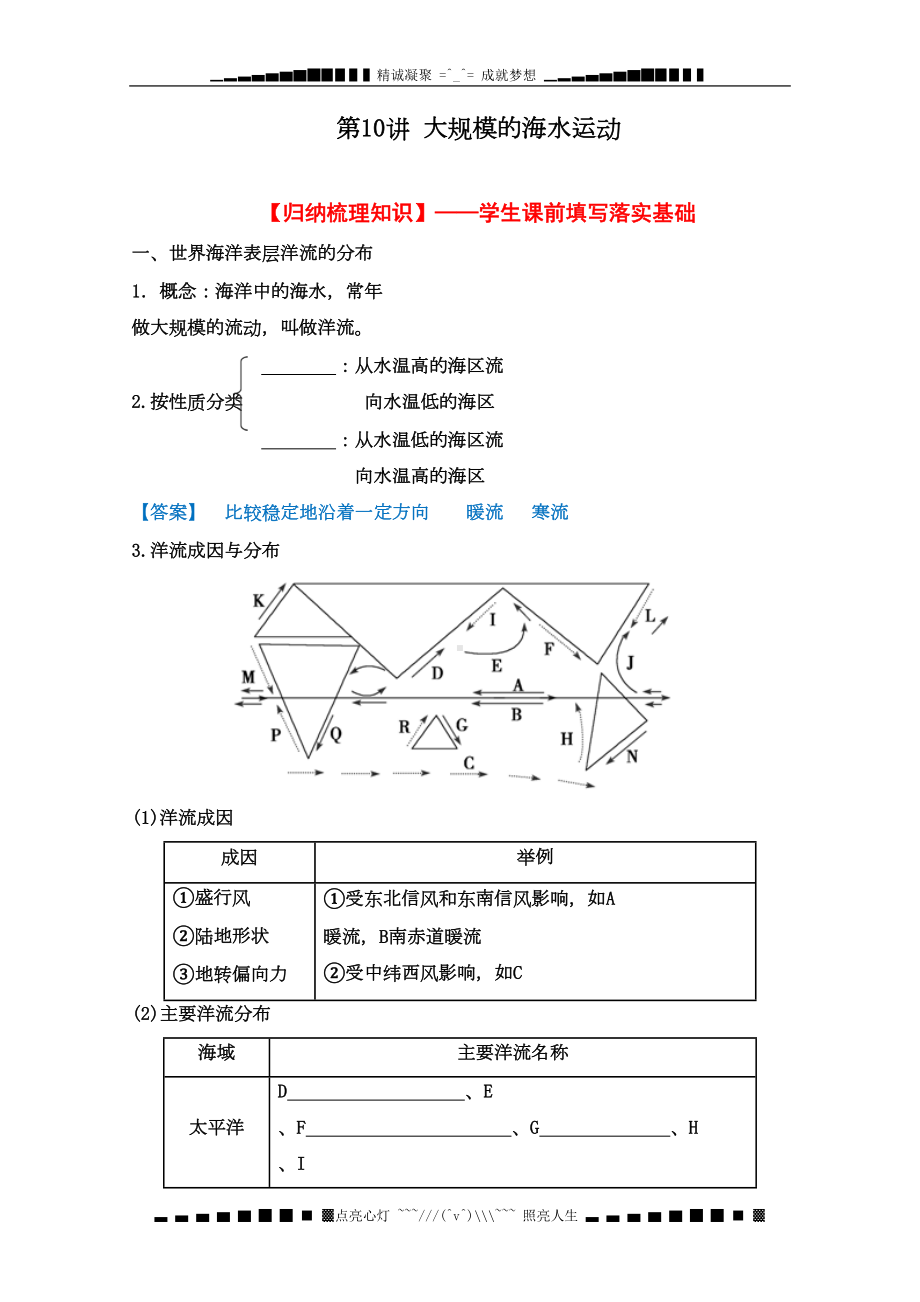 高考地理一轮复习教案：-第10讲-大规模的海水运动(教师版)(DOC 22页).doc_第1页