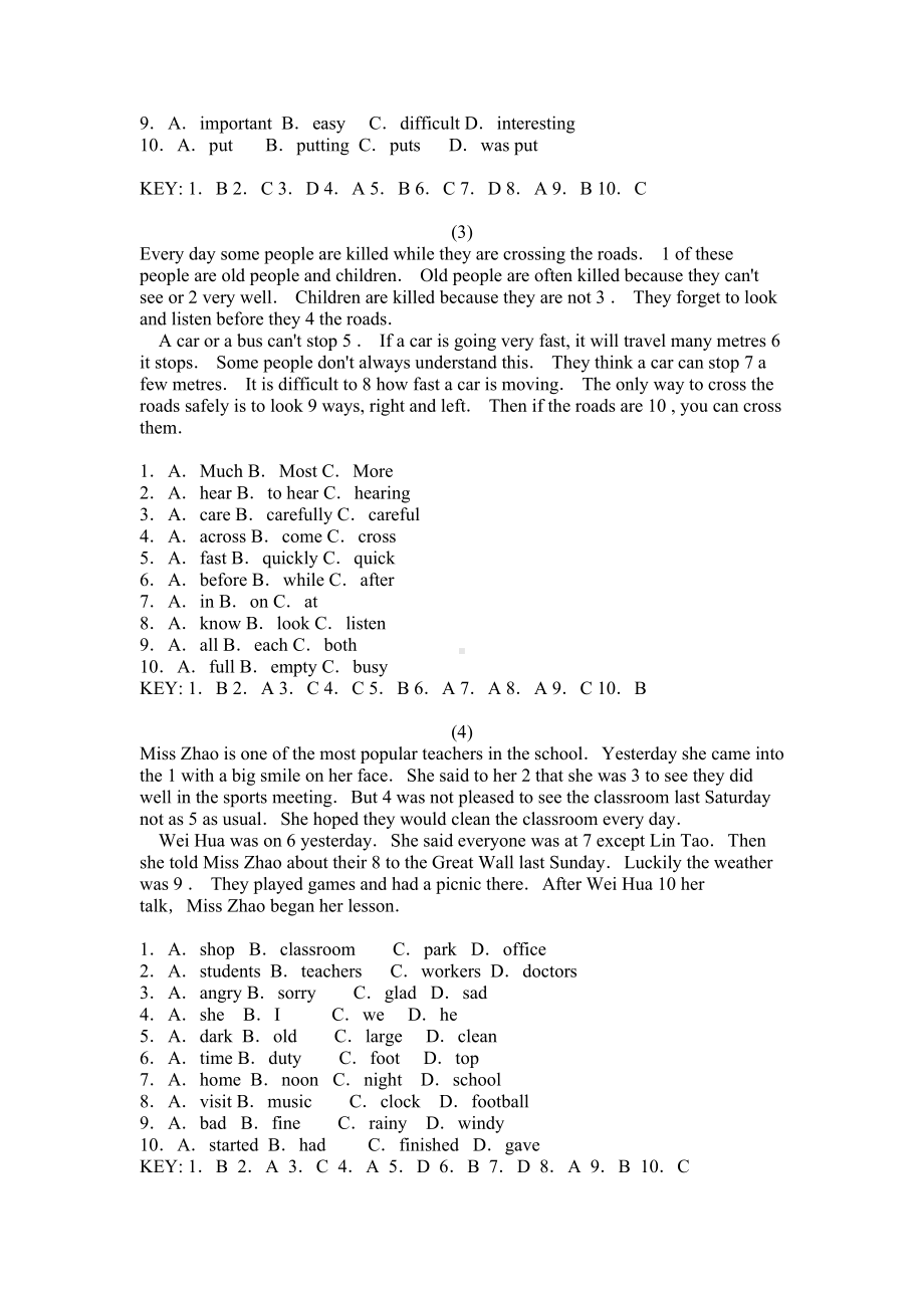 高中英语练习10空的完形填空16篇(DOC 9页).doc_第2页