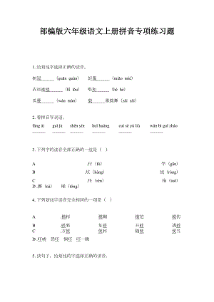 部编版六年级语文上册拼音专项练习题(DOC 5页).doc