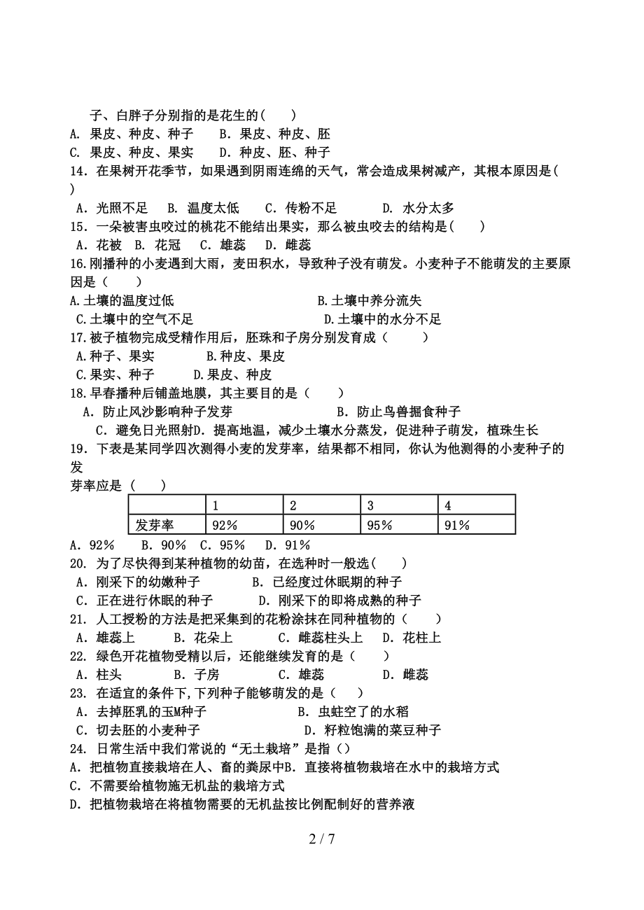 第三单元生物圈中的绿色植物测试题9(DOC 7页).doc_第2页