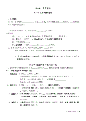 高中生物必修1知识点(填空)人教版模板(DOC 19页).doc