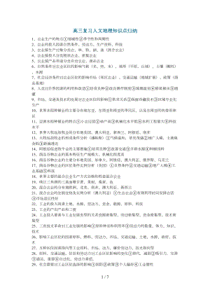 高三复习知识点归纳人文地理(DOC 7页).docx