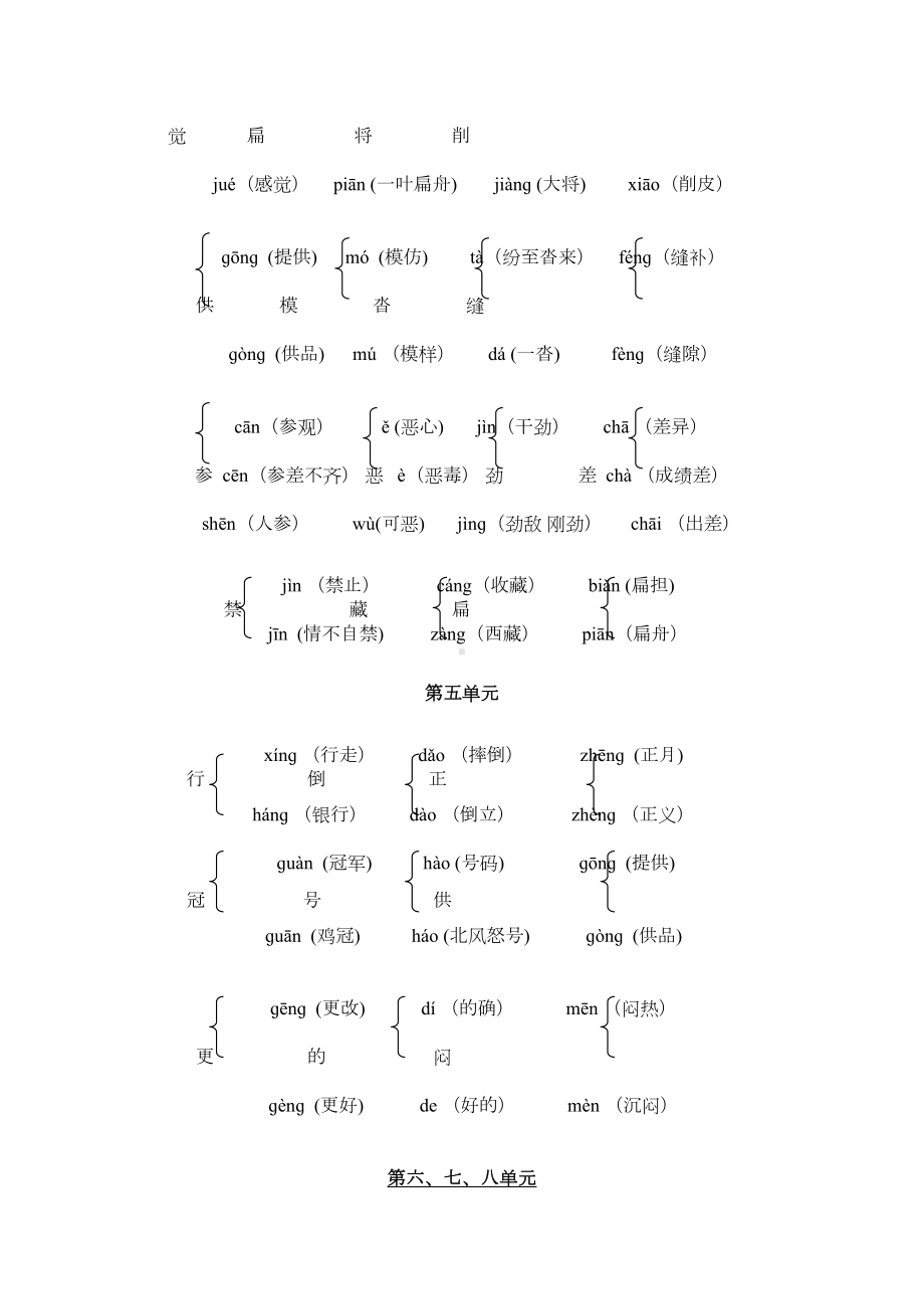 部编版小学语文六年级上下册多音字大全(DOC 4页).doc_第2页