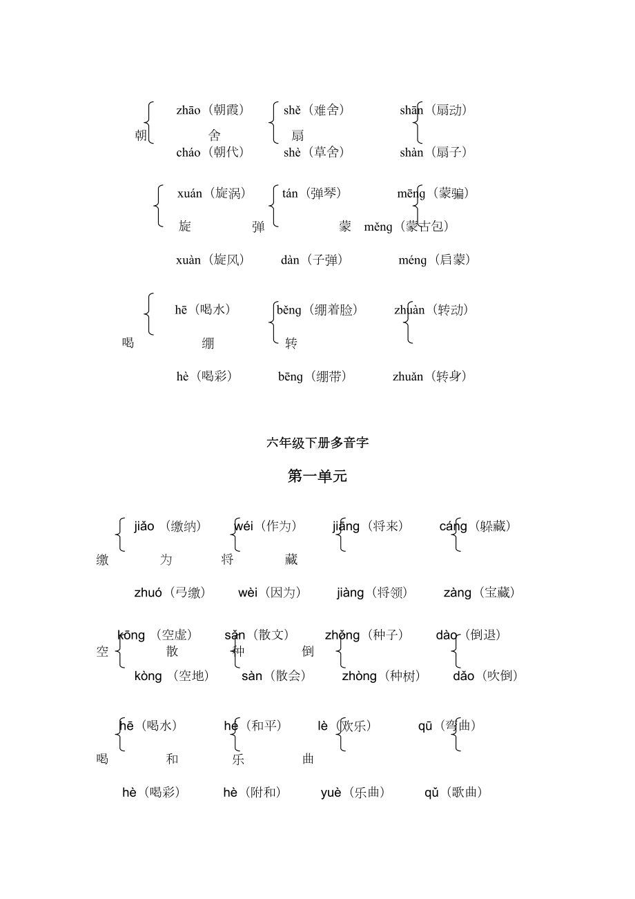 部编版小学语文六年级上下册多音字大全(DOC 4页).doc_第3页