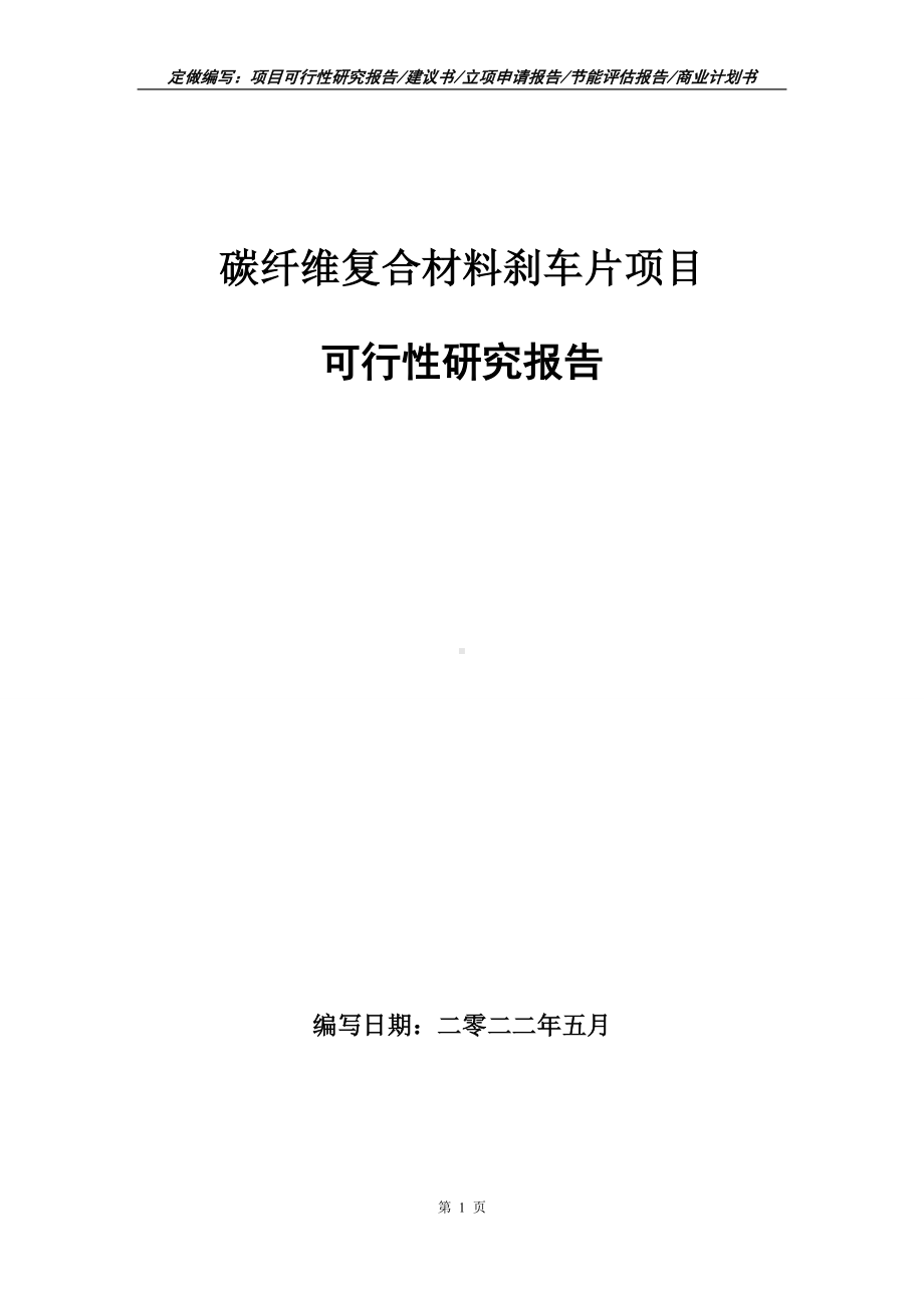 碳纤维复合材料刹车片项目可行性报告（写作模板）.doc_第1页