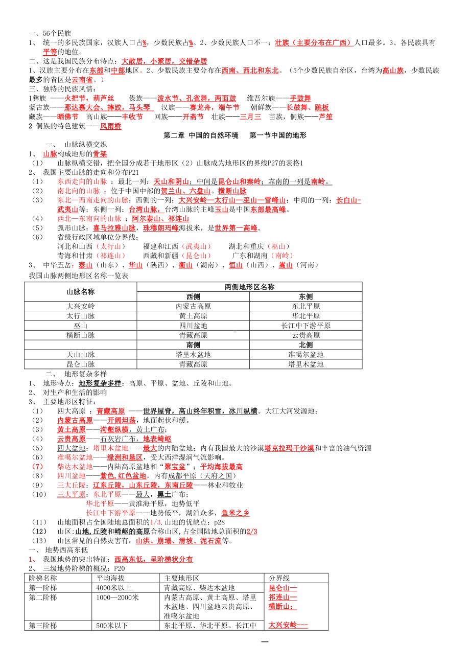 湘教八年级上册地理知识点总结(DOC 8页).doc_第2页